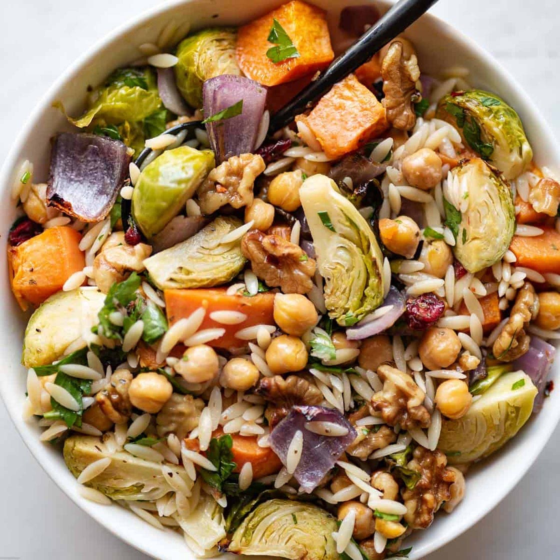 Vegan Roasted Veggie Orzo Salad