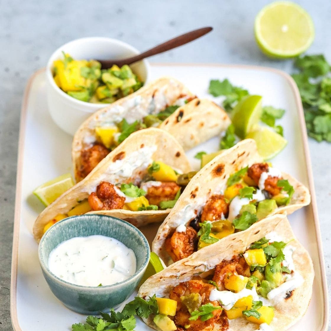 Chipotle Shrimp Tacos with Avocado-Mango Salsa