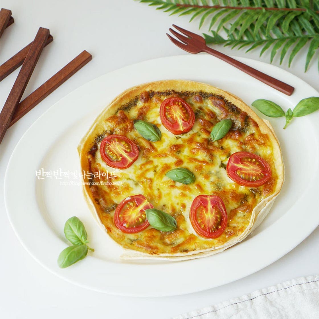 또띠아피자 만들기 재료 바질페스토 피자 또띠아 요리