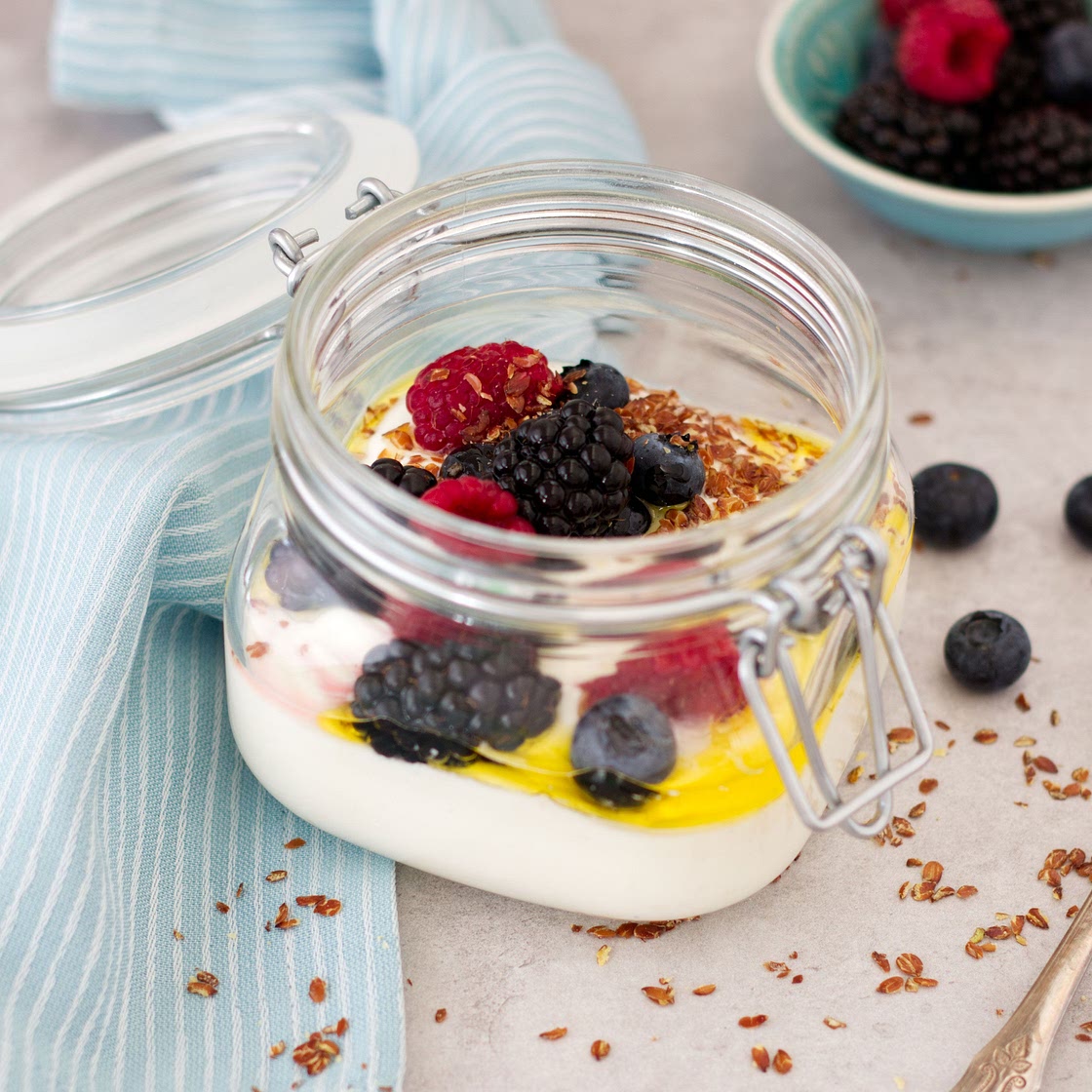 Früchtequark mit Leinöl