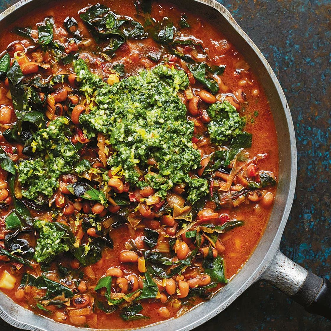 Black-Eyed Peas With Chard and Green Herb Smash