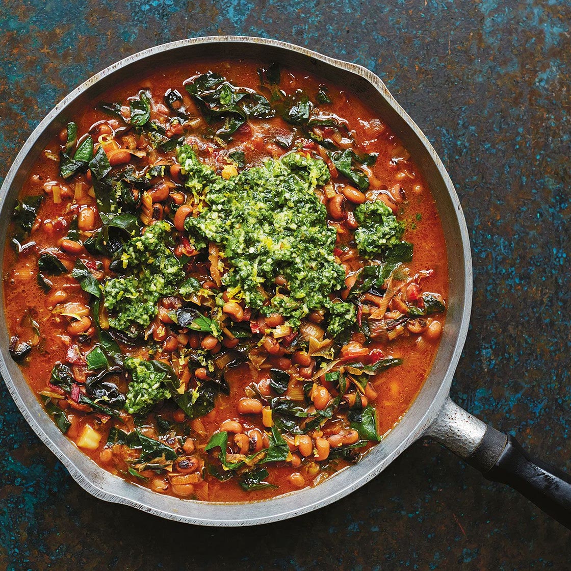 Black-Eyed Peas With Chard and Green Herb Smash