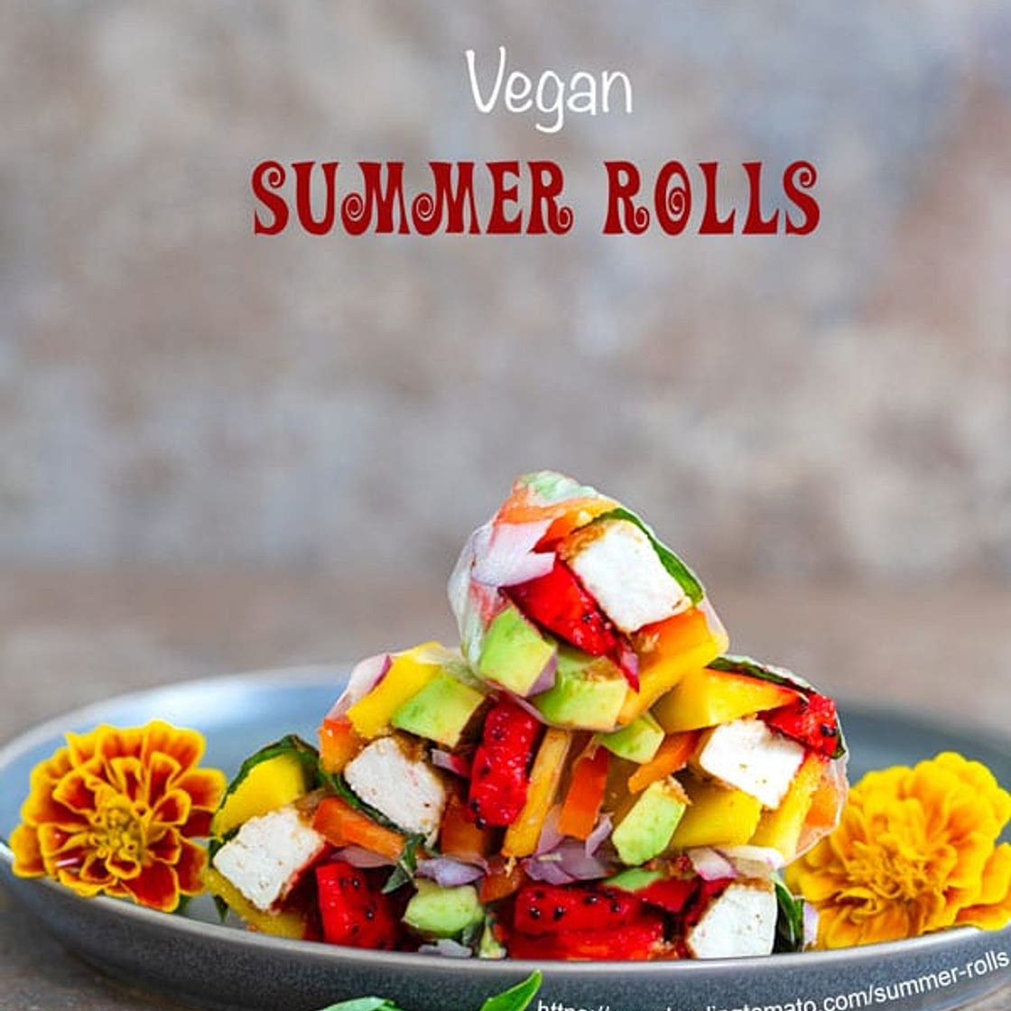 Vegan Summer Rolls Using Dragon Fruit