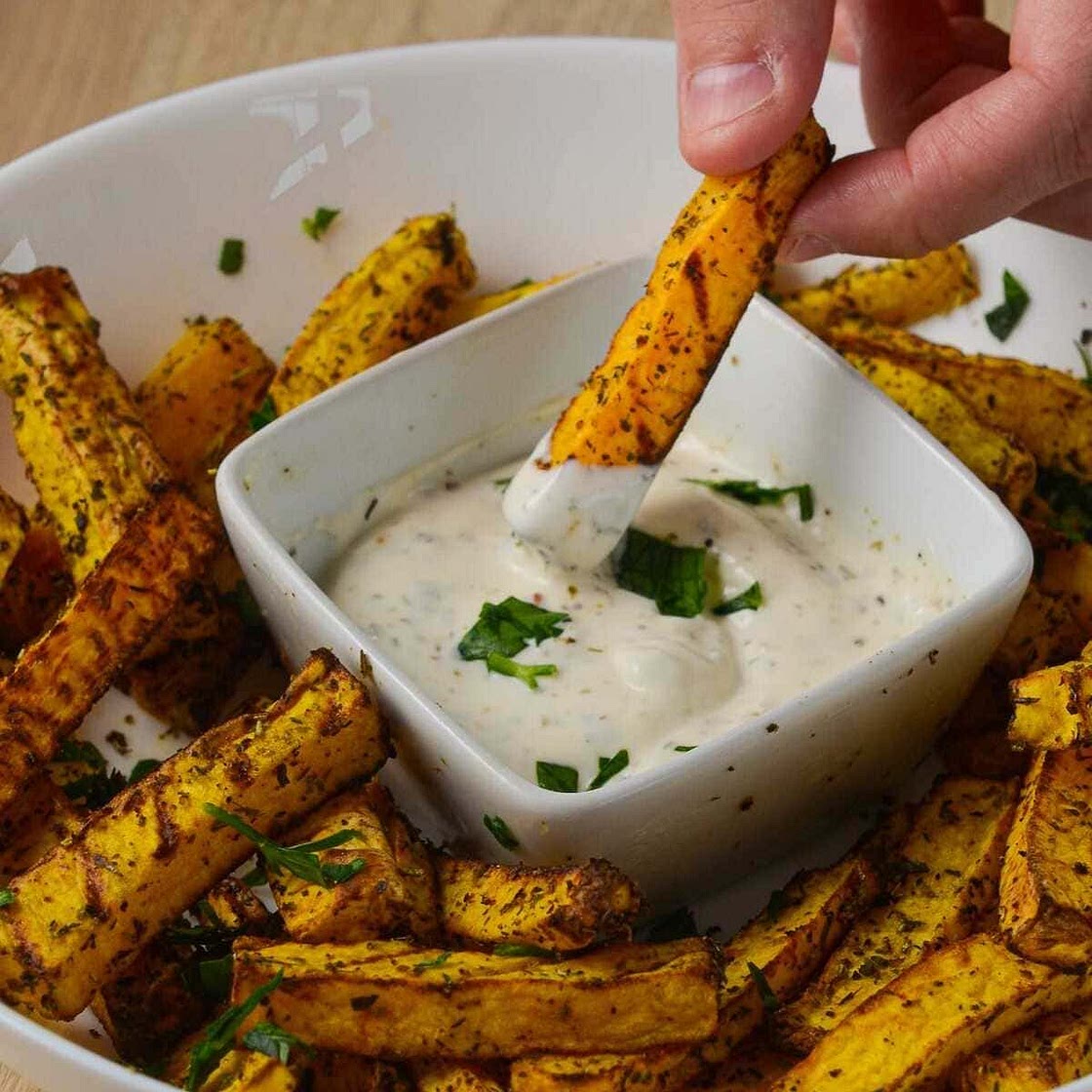Air Fryer Garlic Herb Butternut Squash Fries