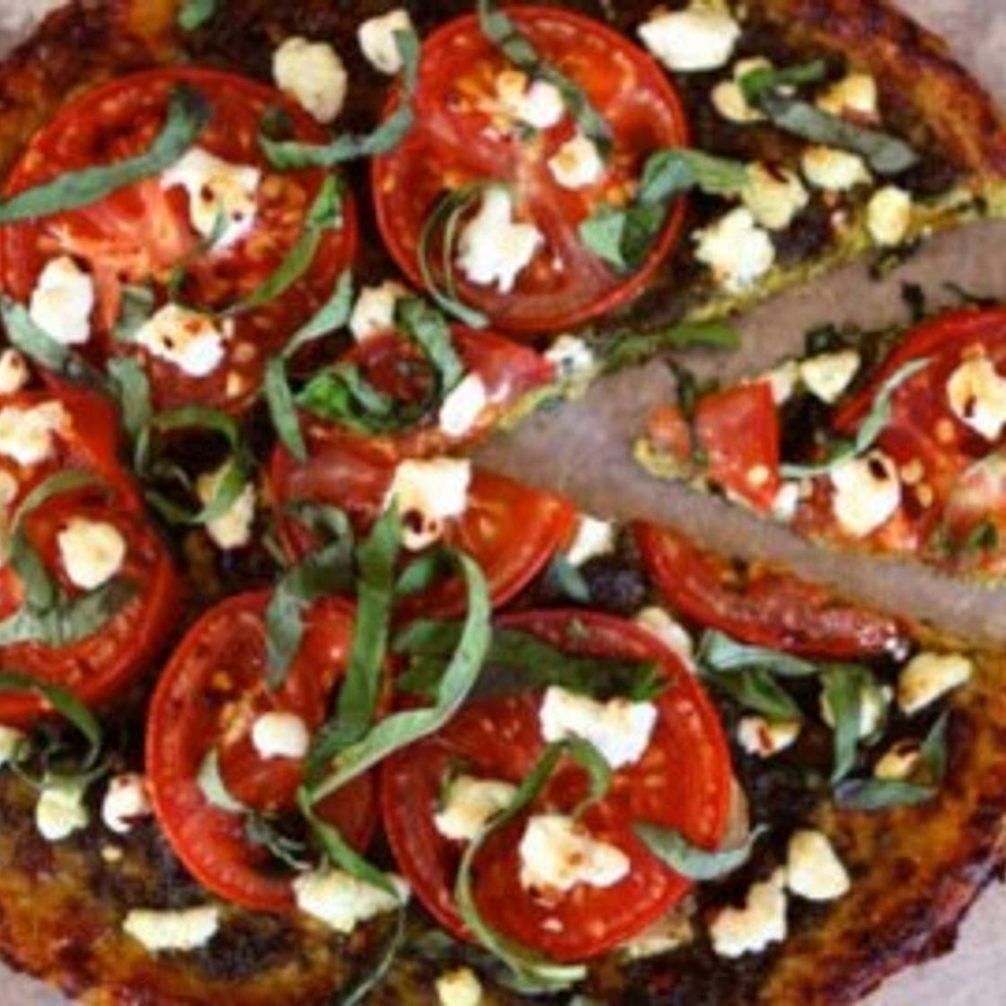 Tomato Pesto Tart with Cauliflower Crust