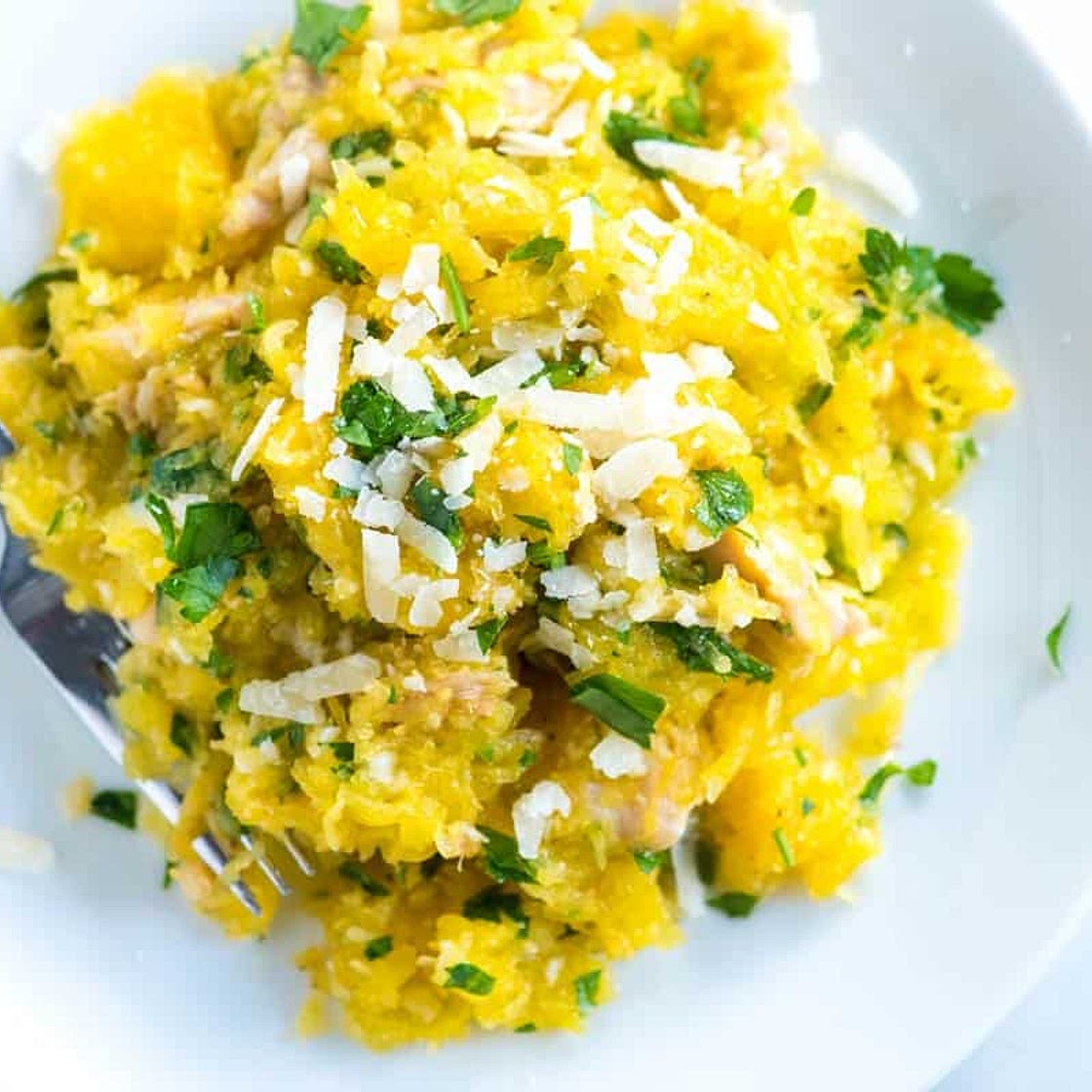 Parmesan Lemon Baked Spaghetti Squash with Chicken