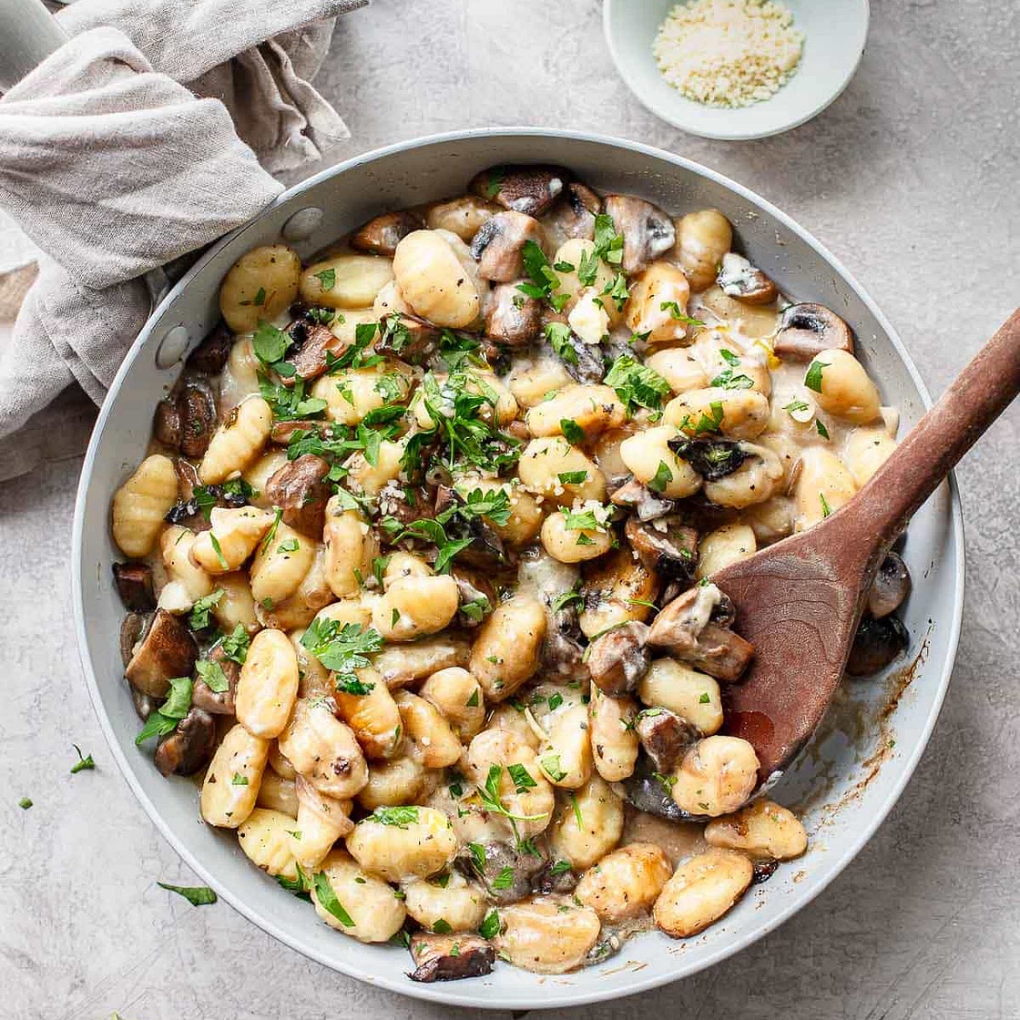 Mushroom Gnocchi with Blue Cheese Sauce