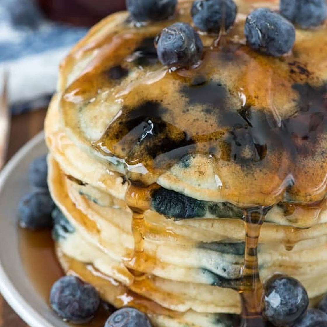 Fluffy Almond Breeze Blueberry Pancakes