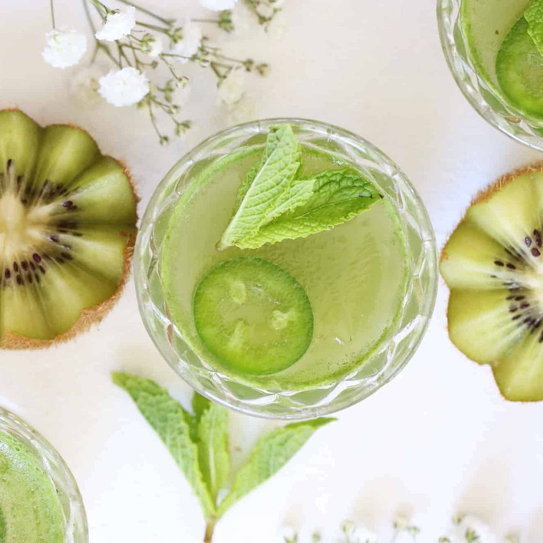 Jalapeño-Kiwi-Cucumber Kombucha Jello Shots