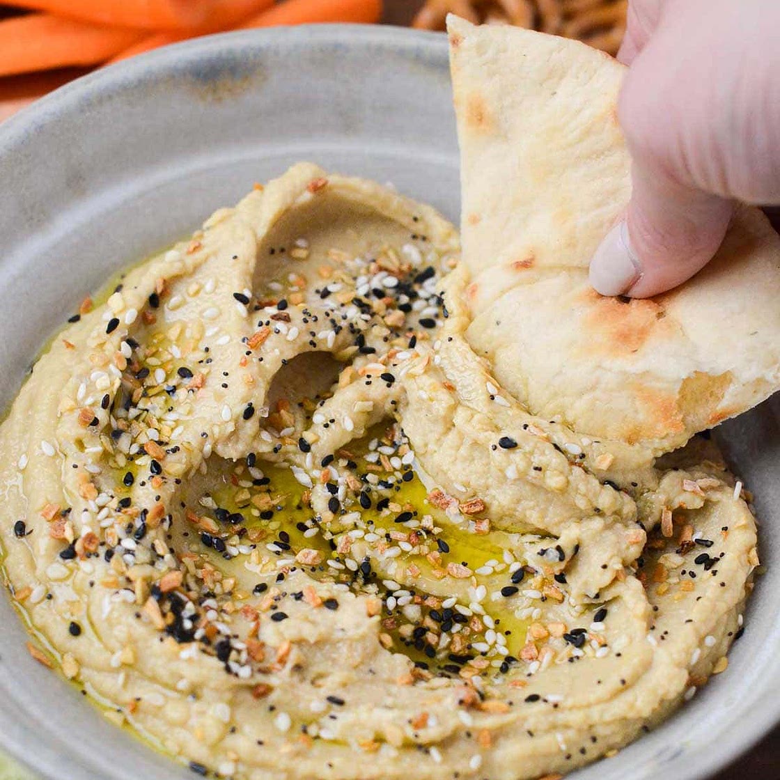 The Creamiest Everything Bagel Hummus