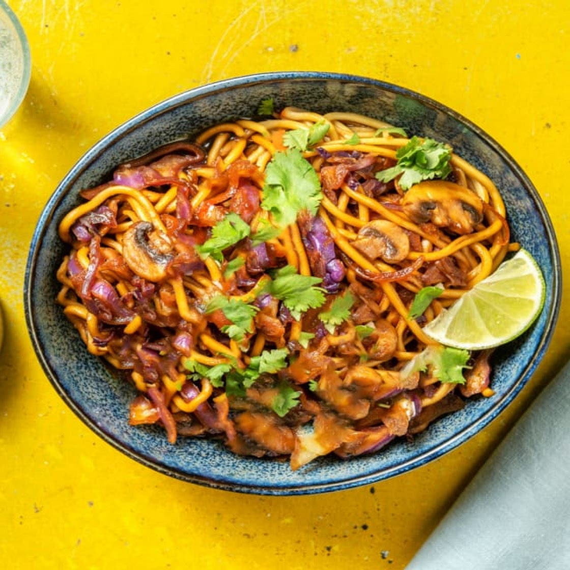 Veggie Pancit Inspired Noodles with Mushrooms, Lime and Coriander
