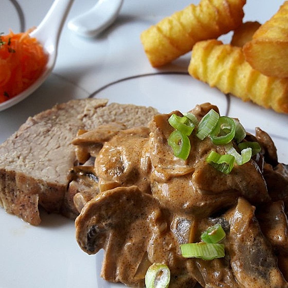 Schweinefilet mit Pilzrahmsoße