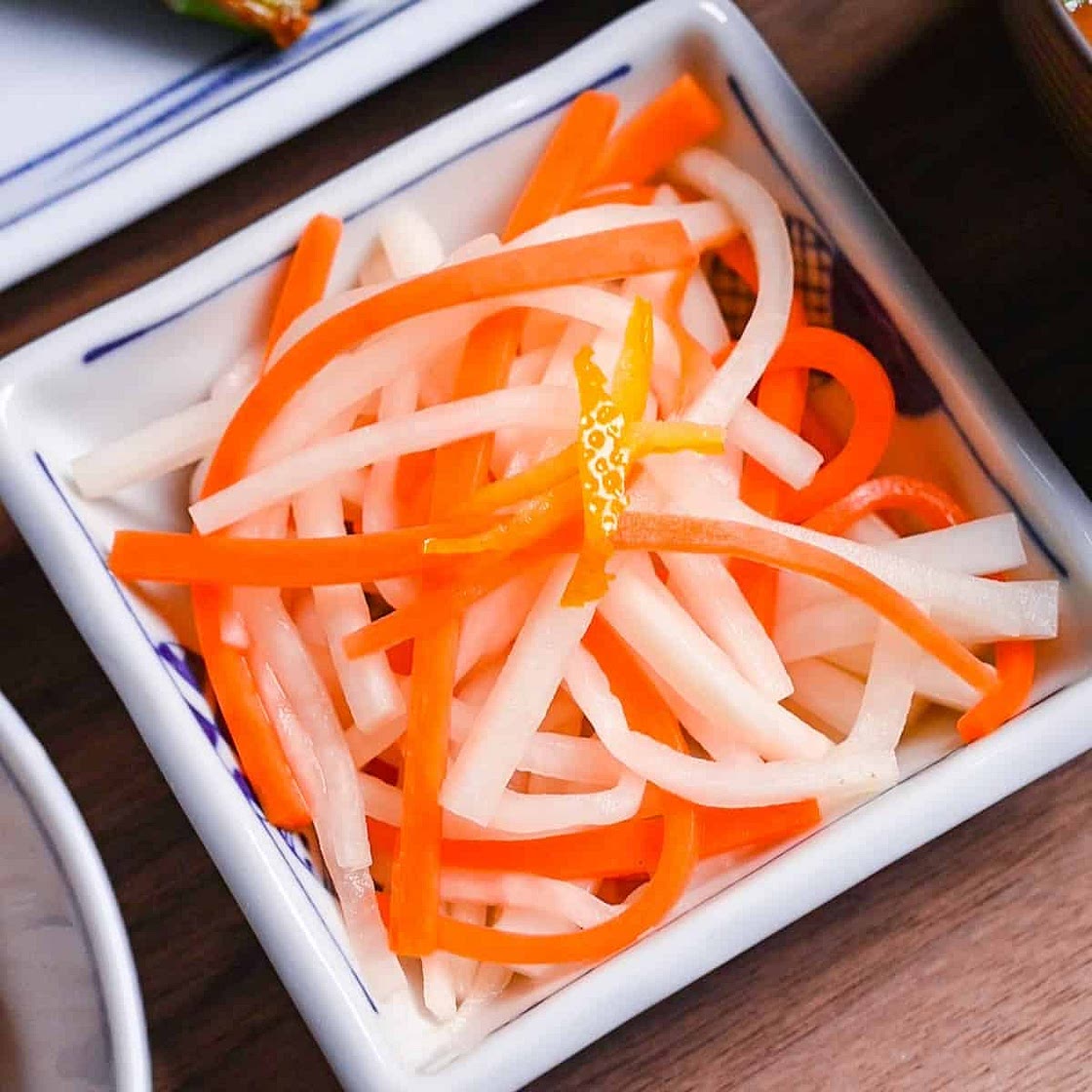 Kohaku Namasu with Yuzu (Japanese Pickled Daikon and Carrot Salad)