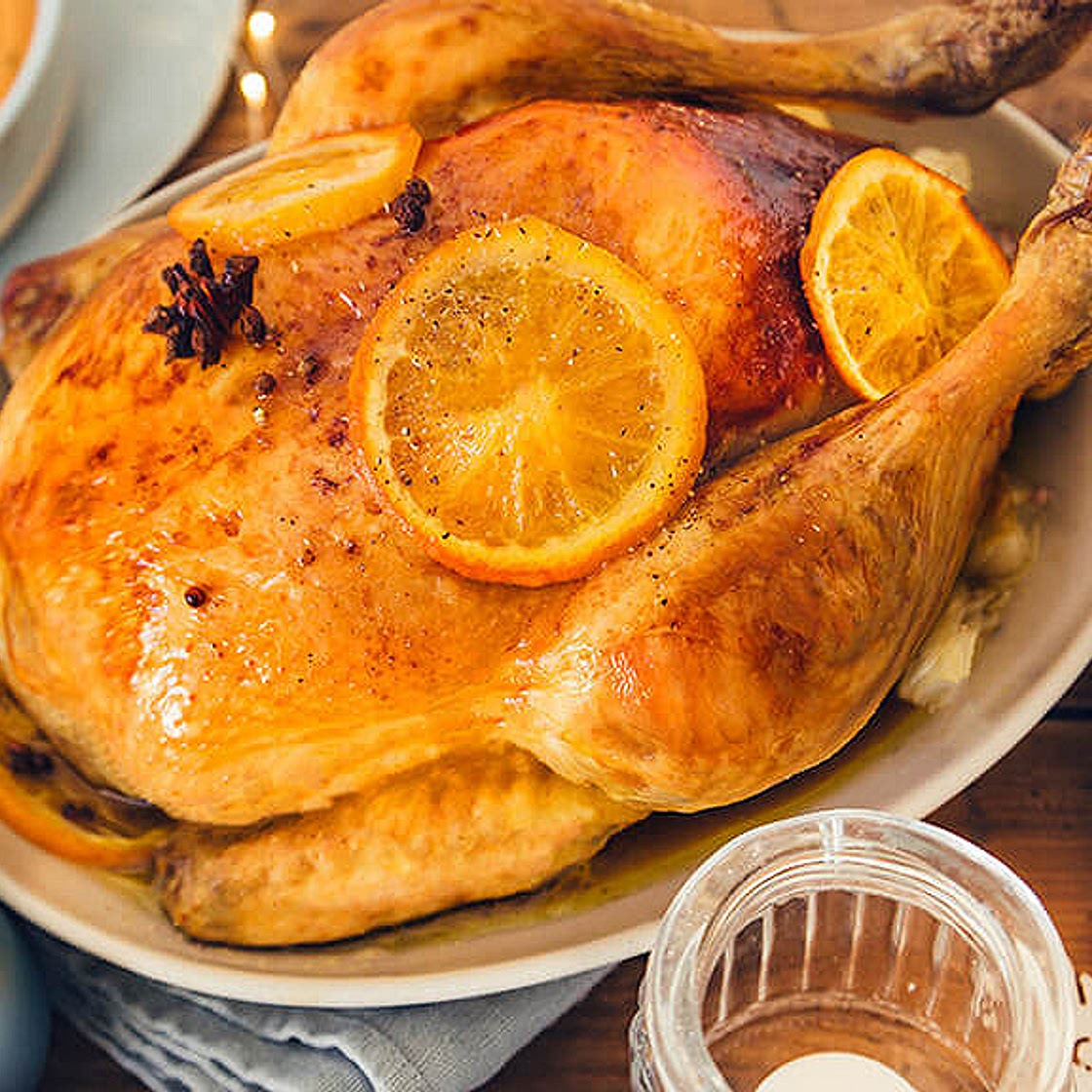 Chapon farci au foie gras et pain d'épices