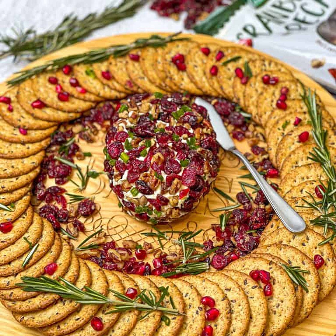 Roasted Pecan and Cranberry Cheeseball