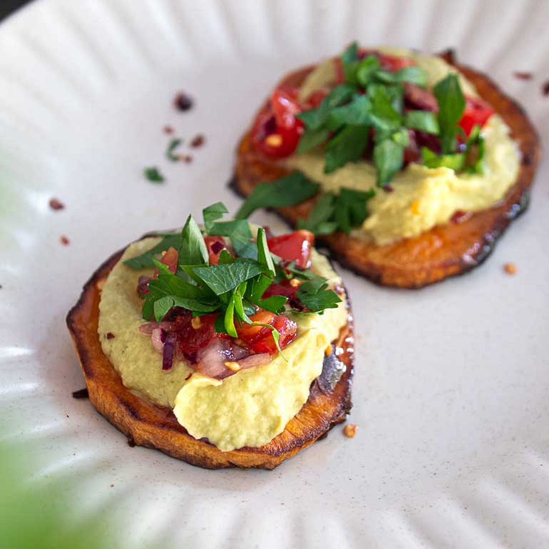 Avocado Hummus on Sweet Potato Toast