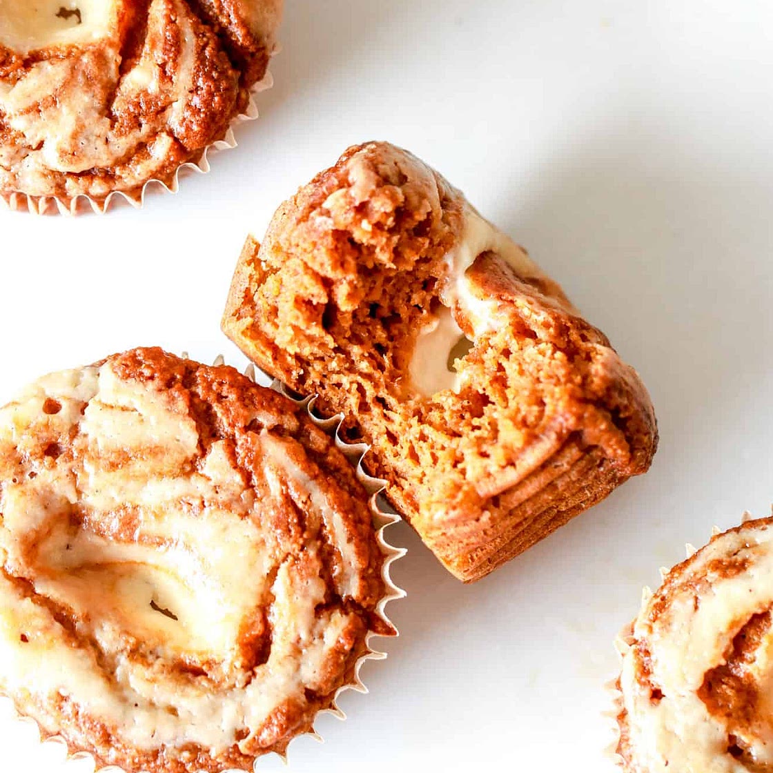 Gluten Free Pumpkin Cream Cheese Swirl Muffins