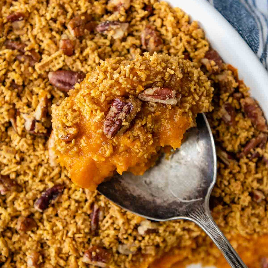 Easy Gluten-Free Sweet Potato Casserole with Crunchy Topping