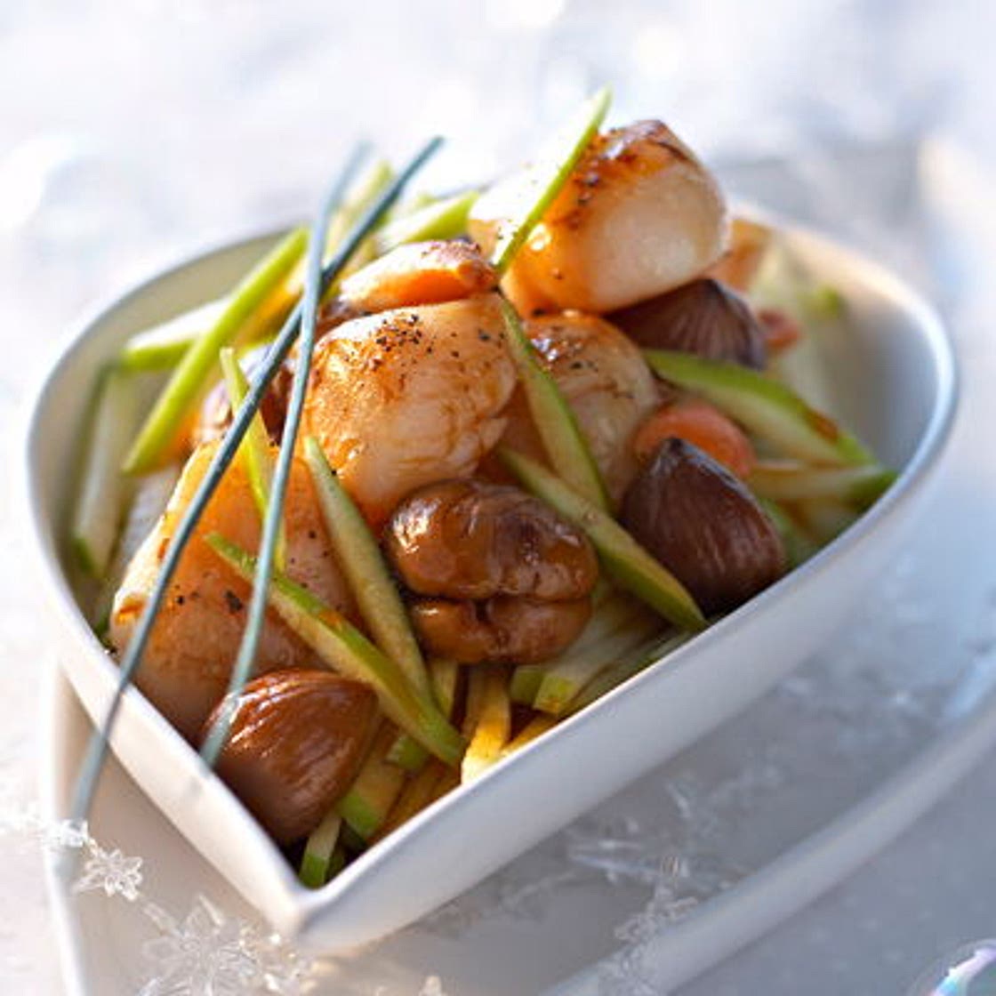 Saint-Jacques aux marrons et aux pommes