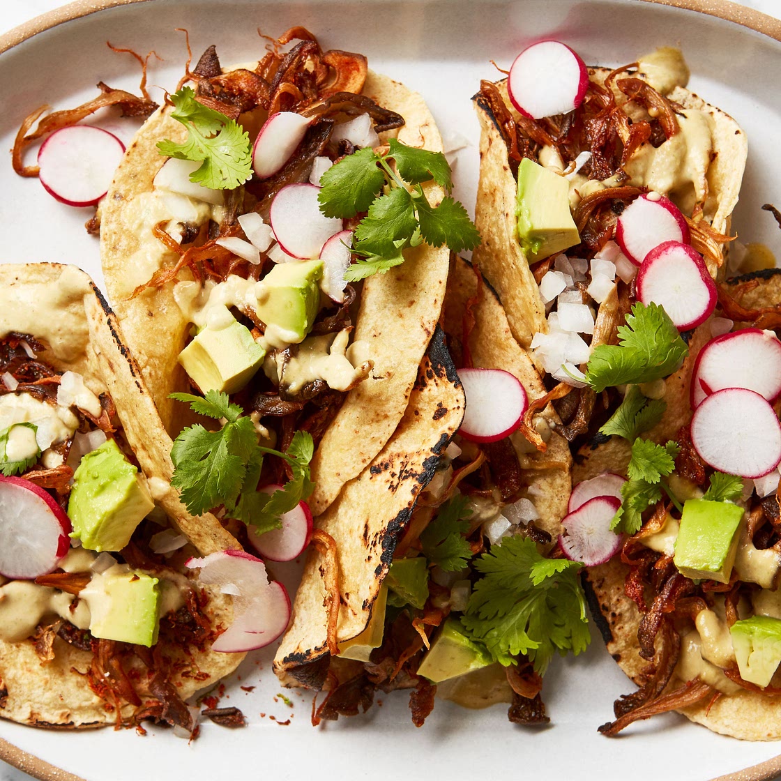 Pulled Mushroom Tacos With Salsa Guille