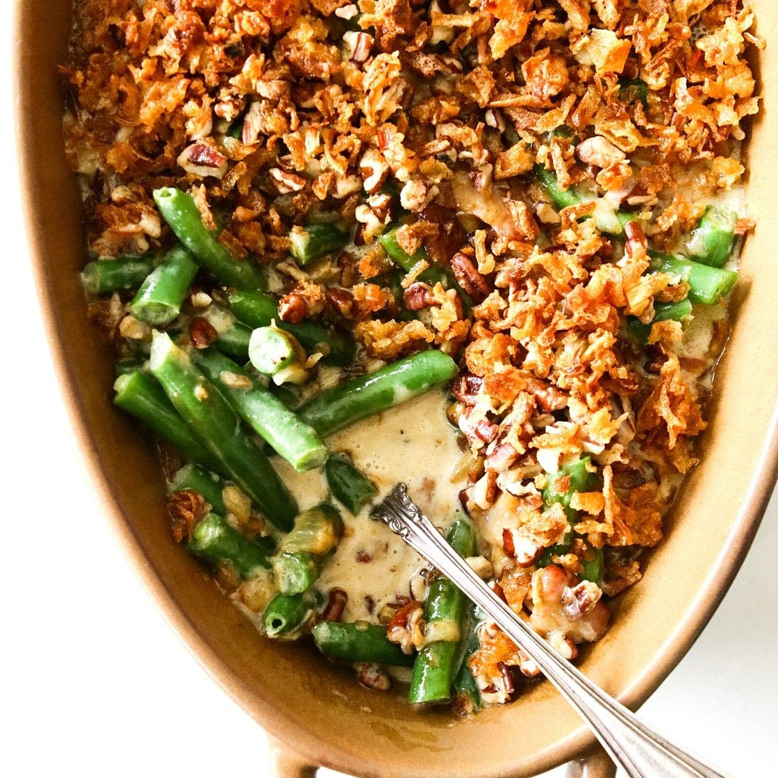 Cheesy Green Bean Casserole with Bacon
