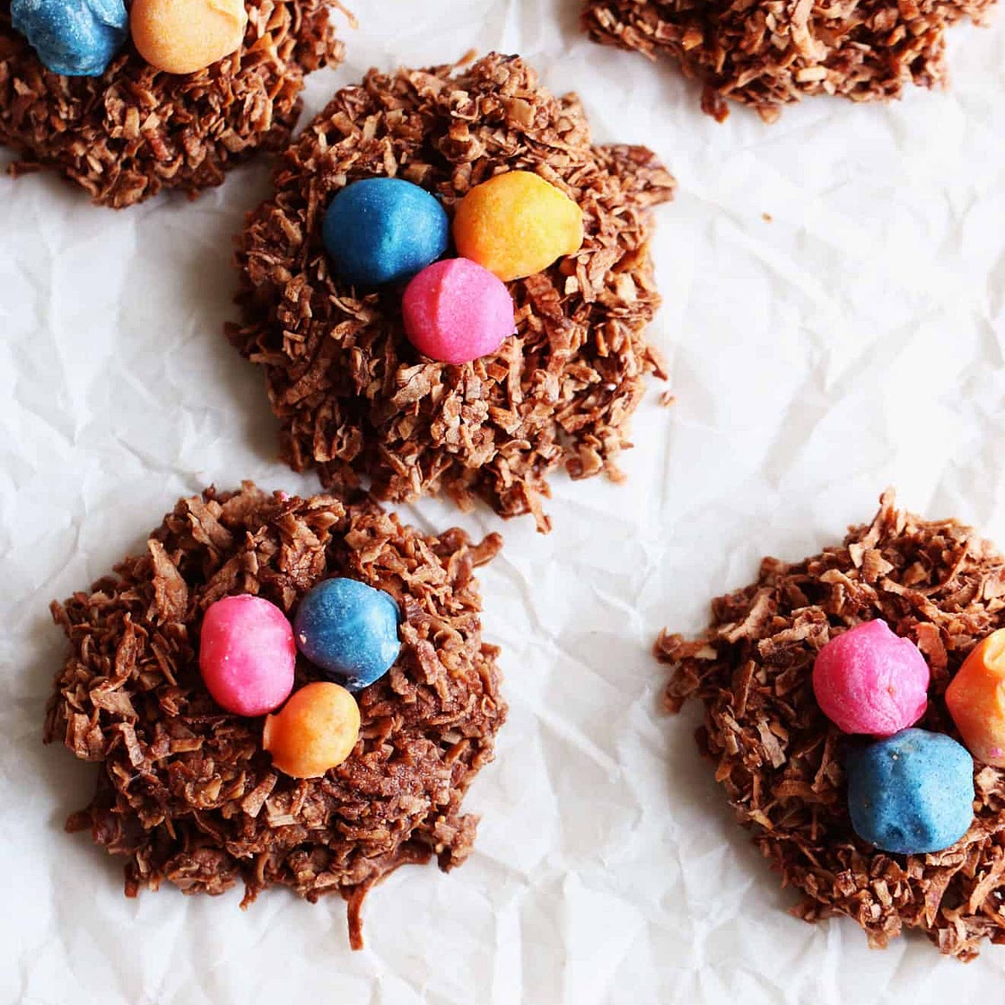 No Bake Chocolate Coconut Nests