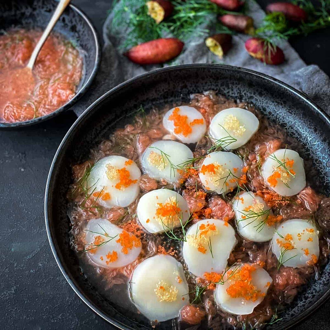 Scallop Sashimi Salad with Finger Lime