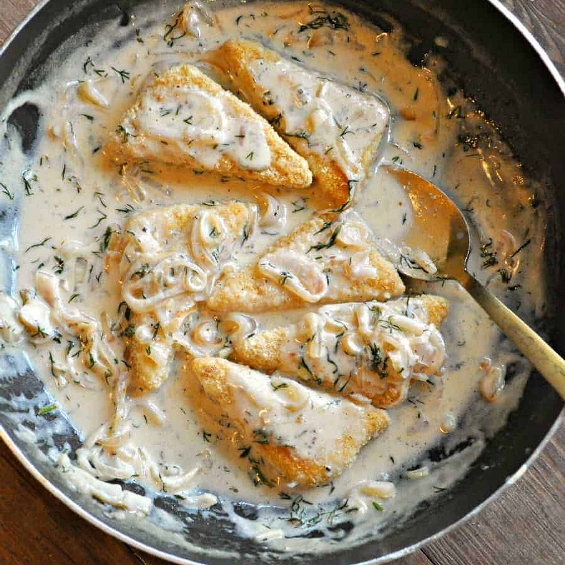 Vegan Crispy Tofu with Lemon Dill Cream Sauce
