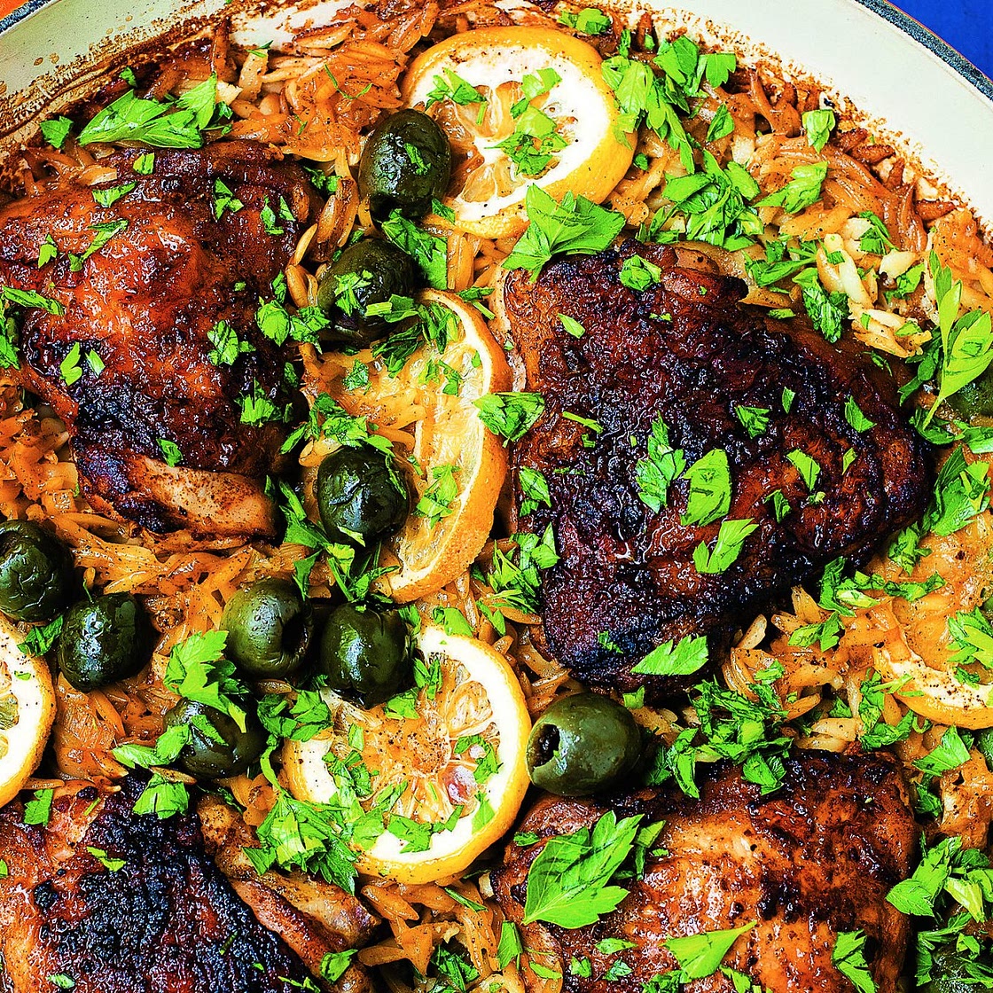 One Pot Paprika Chicken with Orzo and Olives Recipe