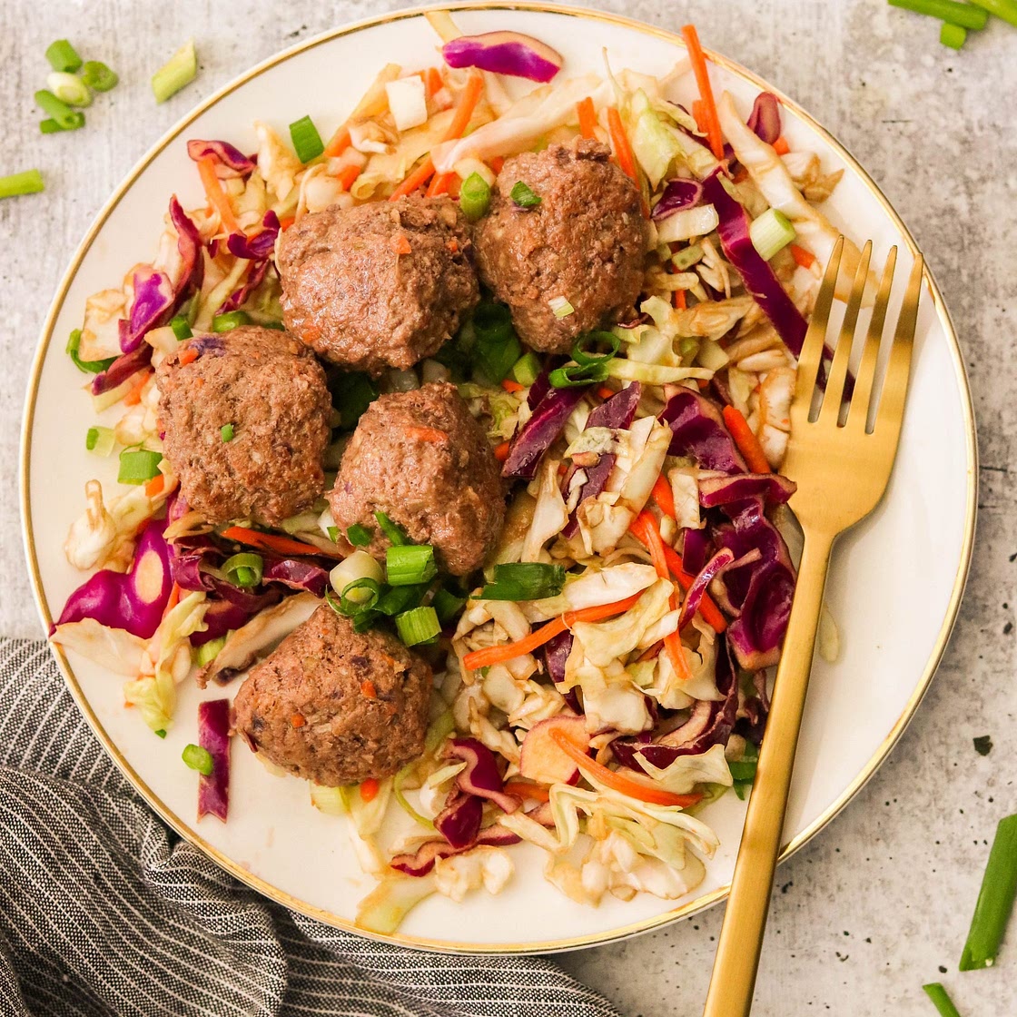 Paleo Egg Roll Meatballs with Slaw (Whole30)