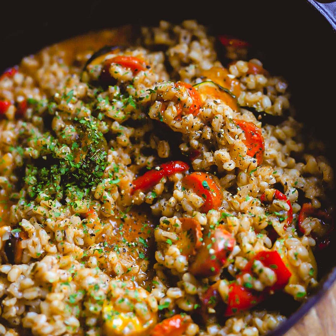 Pearl Barley Carrot and Vegetable Risotto
