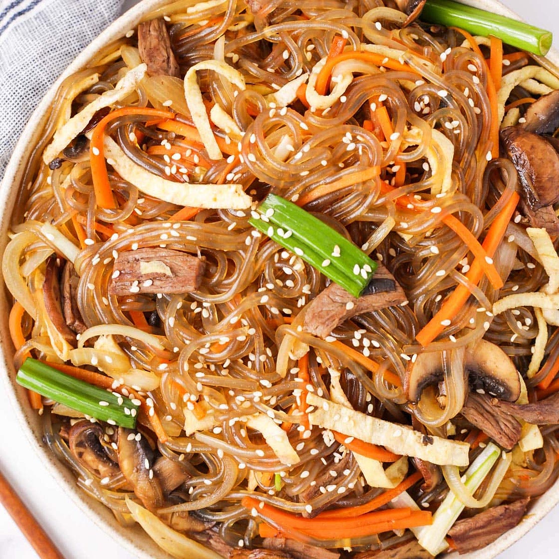 Japchae (Korean Glass Noodle Stir Fry)