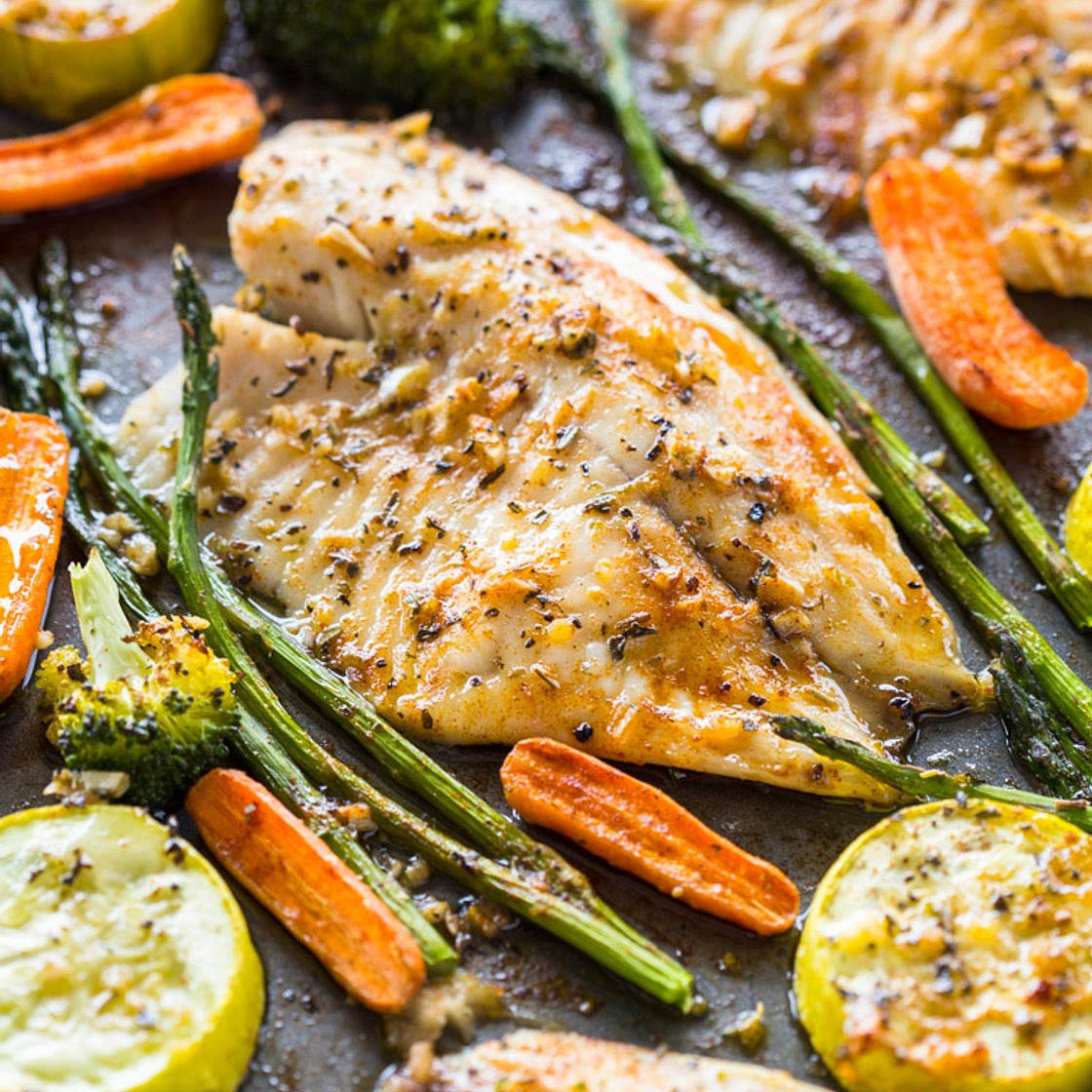 Healthy Sheet Pan Tilapia and Veggies + Meal-Prep