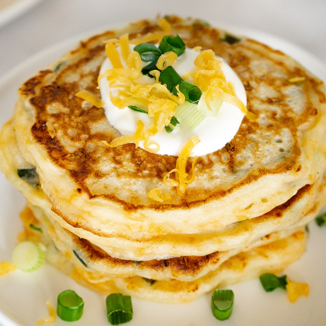 Cheesy Savory Pancakes with Scallions