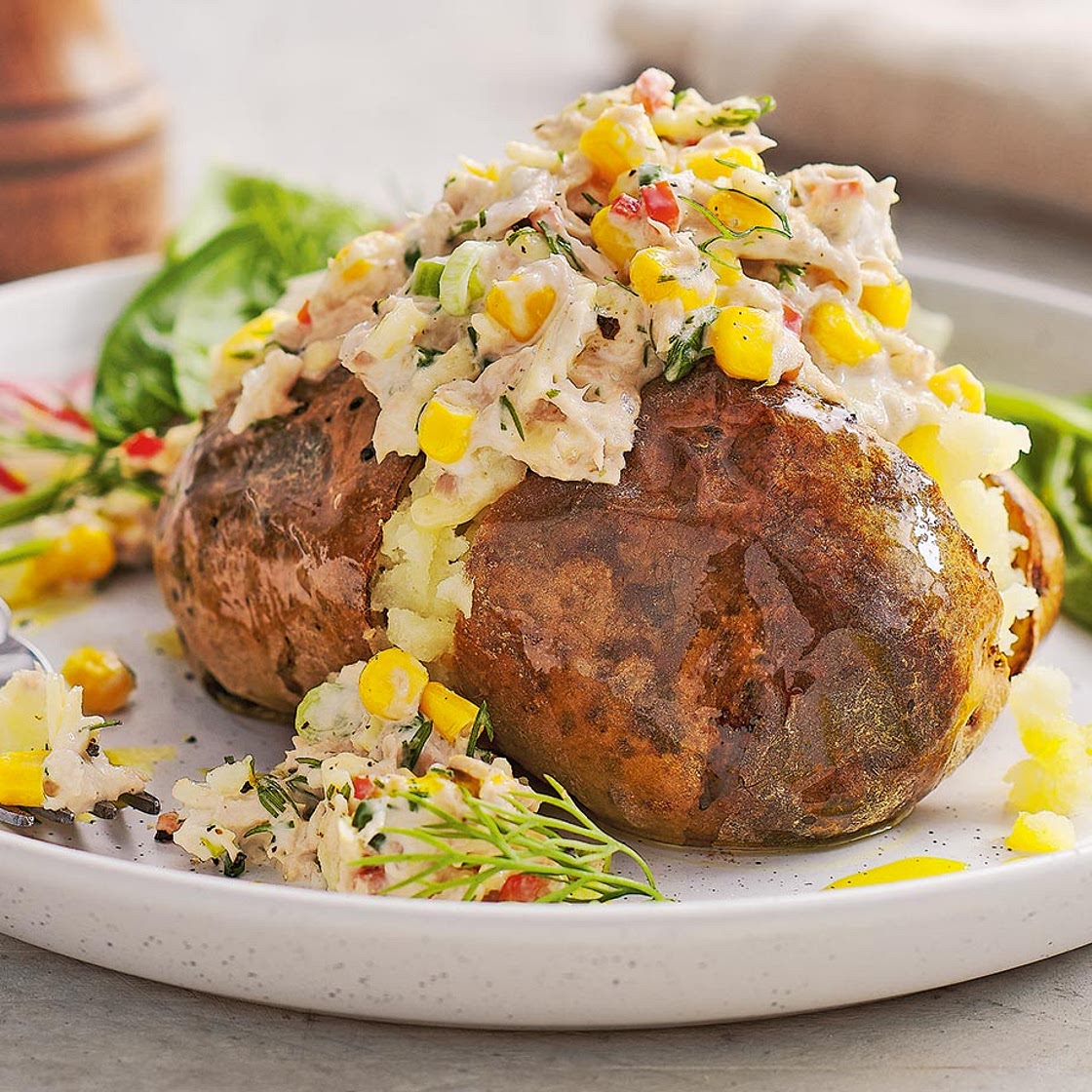 Tuna and sweetcorn jacket potatoes