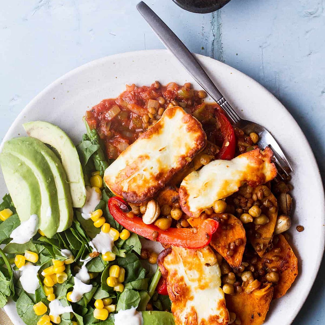 Cajun Halloumi & Sweet Potato Tray Bake