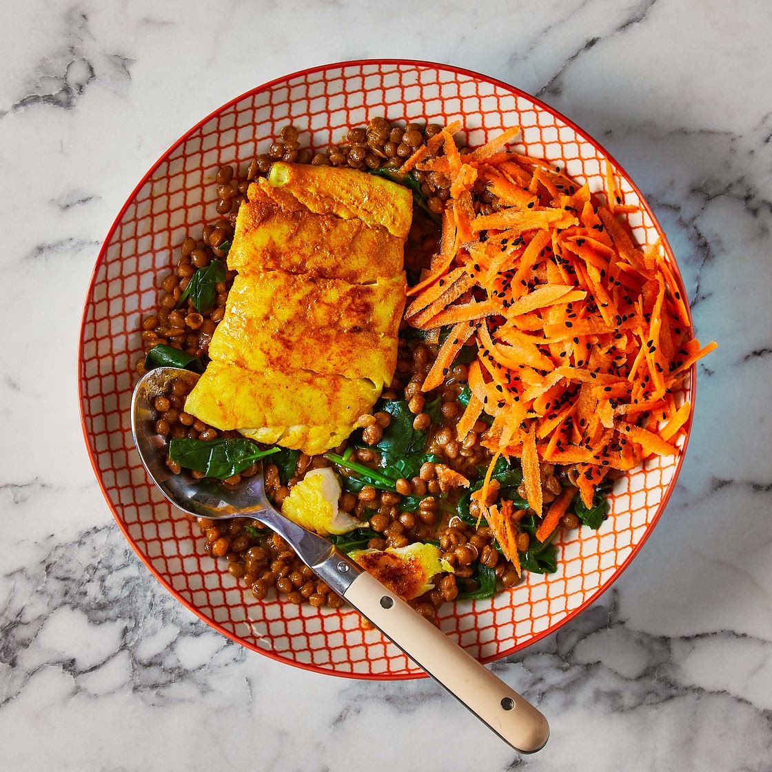 Turmeric Cod With Curried Lentils