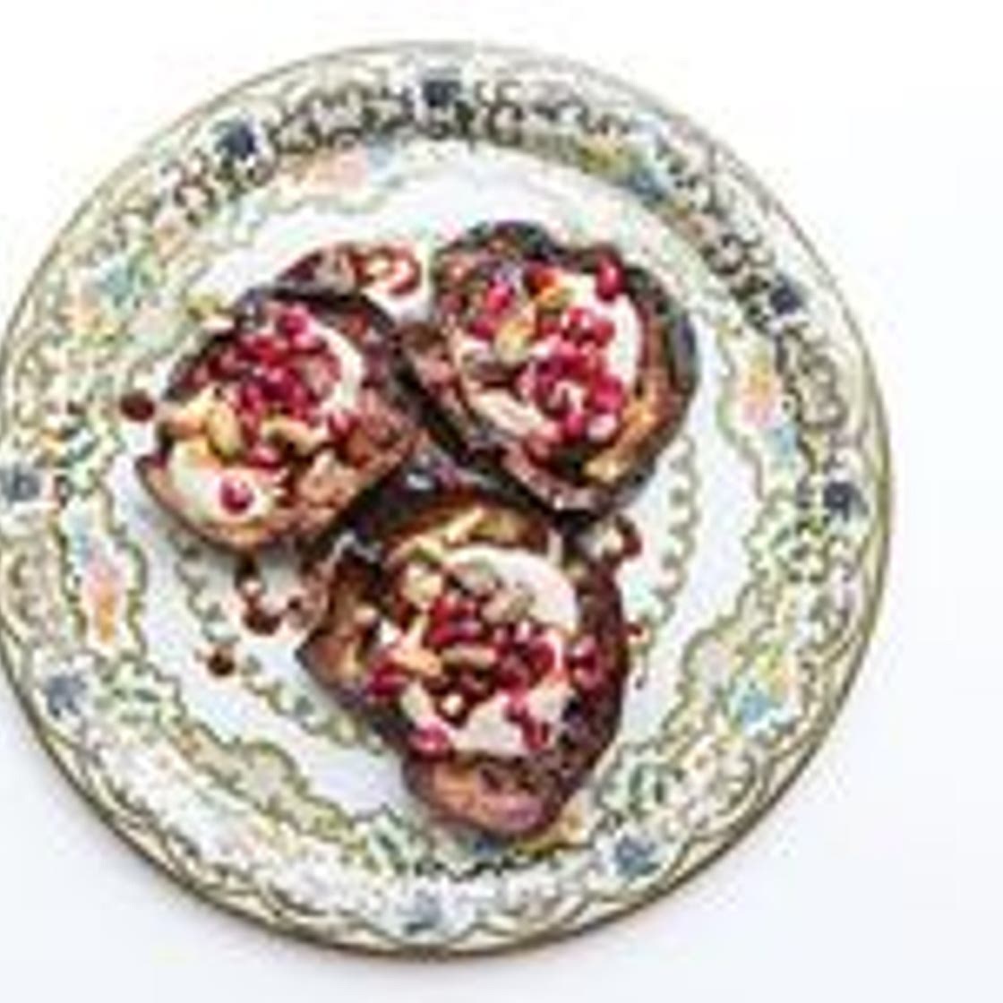 Fried Eggplant with Tahini and Pomegranate Seeds