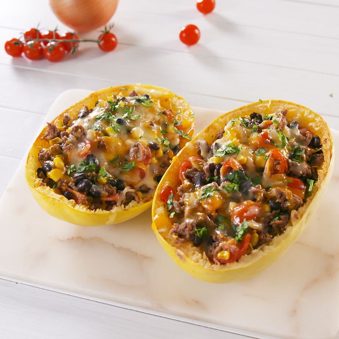 Burrito Spaghetti Squash Boats