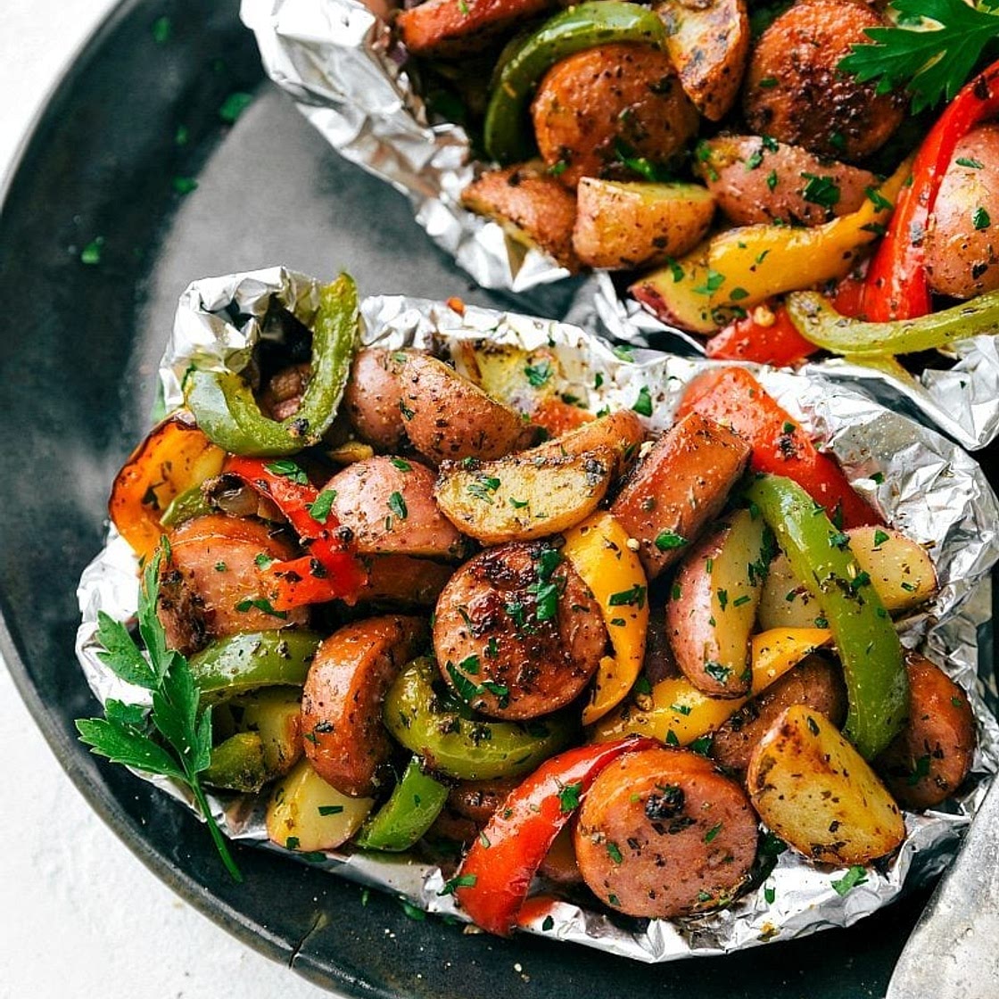 Foil Pack Italian Sausage and Veggies