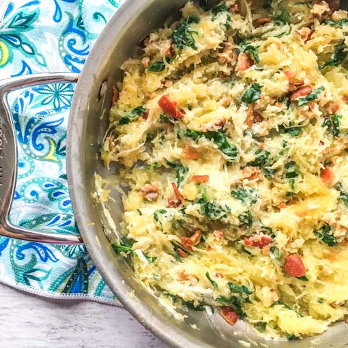 Low Carb Spaghetti Squash with Goat Cheese & Walnuts