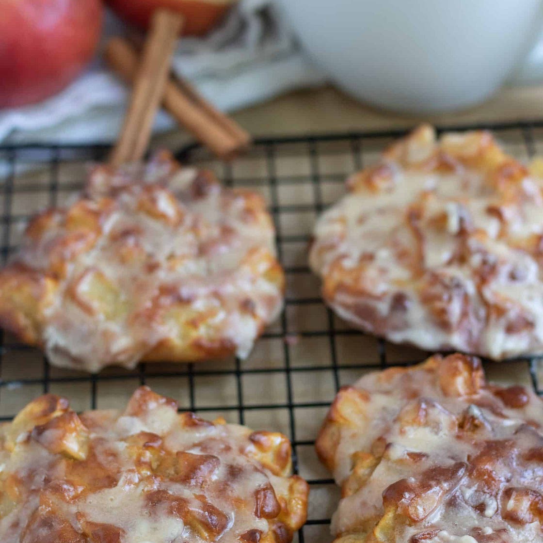 Air Fryer Apple fritters with Brown Butter Glaze