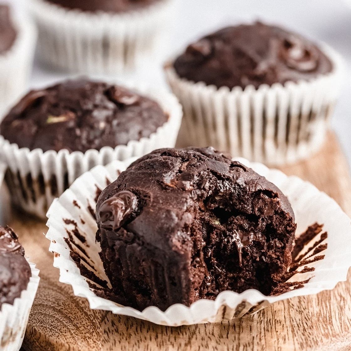 Healthy Double Chocolate Zucchini Muffins