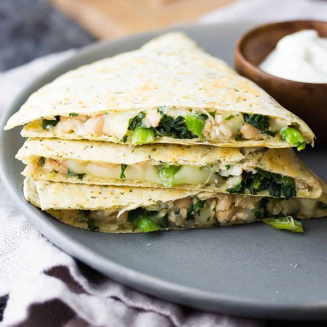White Bean & Spinach Quesadillas (Freezer Friendly)