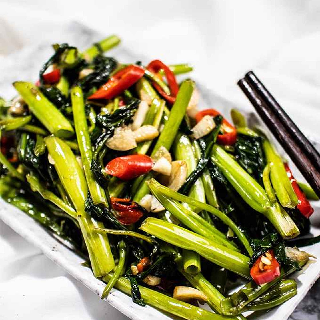 Chinese Water Spinach with Garlic and Chili