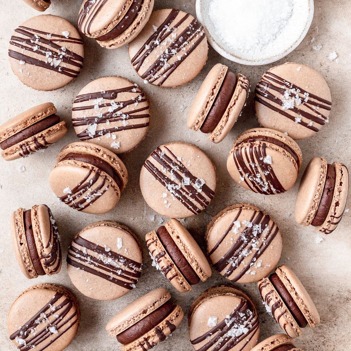 Dark Chocolate Sea Salt Macarons