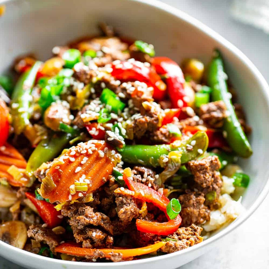 Ground Beef Stir Fry {Paleo, Whole30}