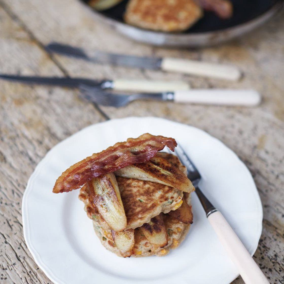 Healthy cheese & corn pancakes