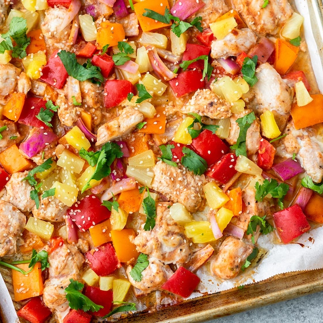 Hawaiian Chicken Sheet Pan Meal (Whole30, Paleo, Low Carb)