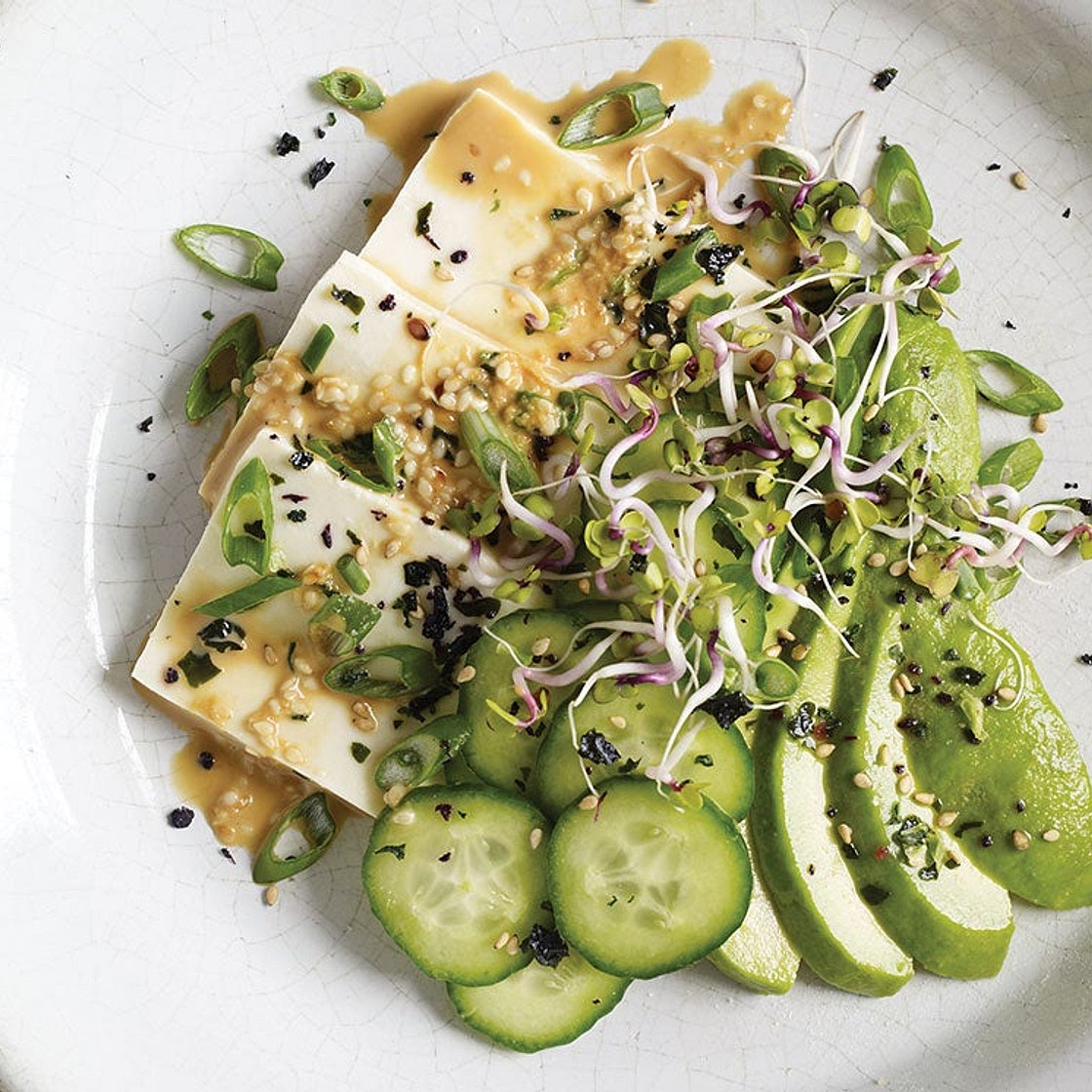 Tofu and Cucumber Salad with Sesame-Ginger Dressing